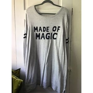 Gray with Black Varsity Stripe Crew Neck Old Navy “Made of Magic” Sweater Tunic